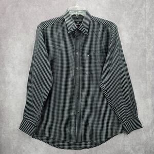 Cats Eye Black Stripe Button Down Long Sleeve Work Casual‎ Dress Shirt Mens L